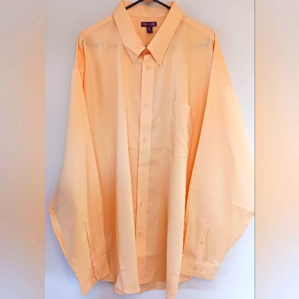 New Red House Men's Size 4XL Yellow Long Sleeve Nailhead Non-Iron Shirt NWT